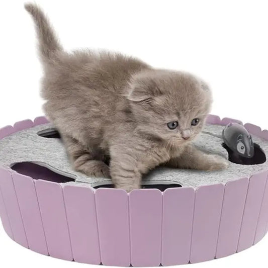 Interactive Automatic Cat Toy - 4-Hole Electric Whack-A-Mole with Adjustable Speed Mouse, Engaging Pop-And-Play Hide-and-Seek, Fulfills Natural Hunting Instincts, 1.5V 3AA Battery Operated, 11.5 x 9.25 x 0.12 Inches