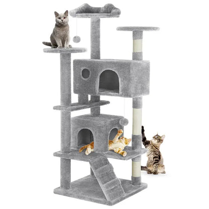 Pettrove Multi-Level Cat Tree Tower for Indoor Cats with Sisal Scratching Post, Spacious Condo, Climbing Ladder, and Plush Toy