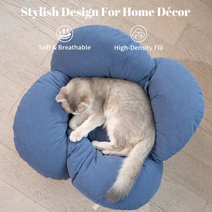 Elevated Wooden Cat Bed with Cushion - Fluffy Pet Couch for Indoor Cats and Dogs, Raised Lounge Chair for Puppies and Cats (Large)