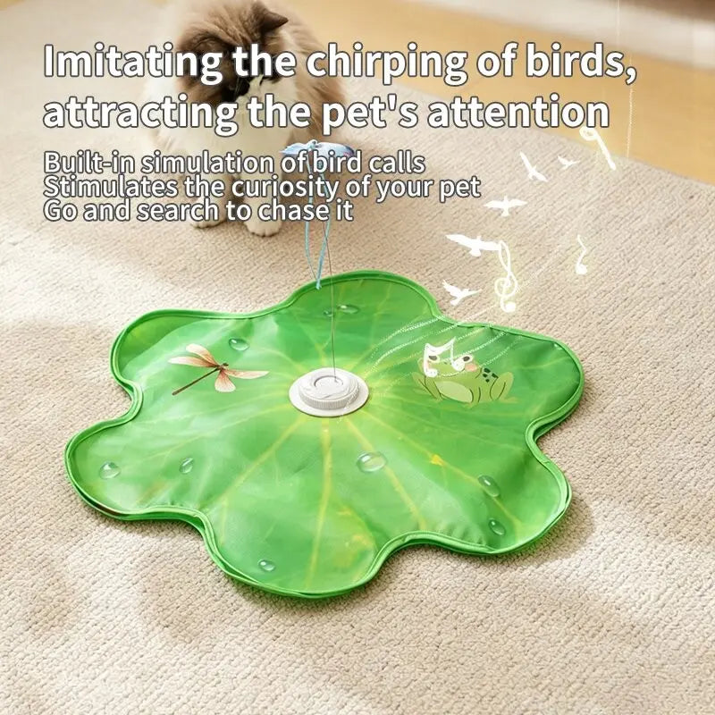 Automatic Electric Cat Toy Disk with Interactive Feather and Butterfly Attachments, Multi-Functional Sound Stimulation for Self-Play