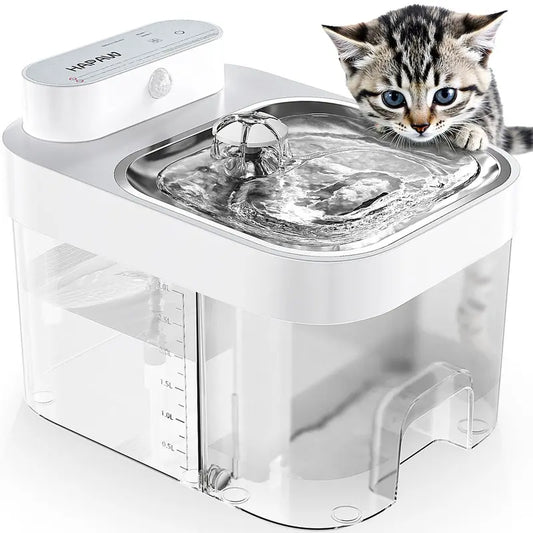 HAPAW Smart Cat Water Fountain - 3L Clean Water Reservoir, 1.35L Wastewater Tank, Filter-Free Design, Dual Flow Modes, Cordless Operation, App Control, 5000mAh Battery, Dual Power Supply for Multi-Cat Households and Busy Owners