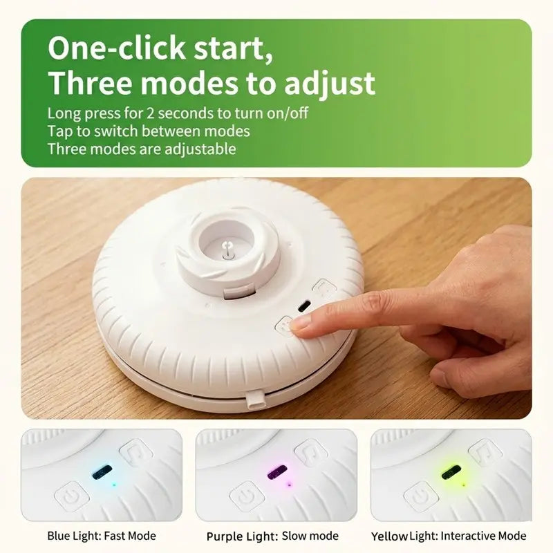 Automatic Electric Cat Toy Disk with Interactive Feather and Butterfly Attachments, Multi-Functional Sound Stimulation for Self-Play