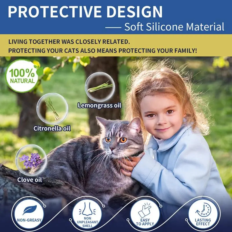 YOTANGO Cat Flea and Tick Collar - 4-Pack, 32-Month Long-Lasting Protection, Waterproof, Adjustable Fit, Lightweight and Flexible Design, Infused with 100% Natural Oils for Cats and Kittens