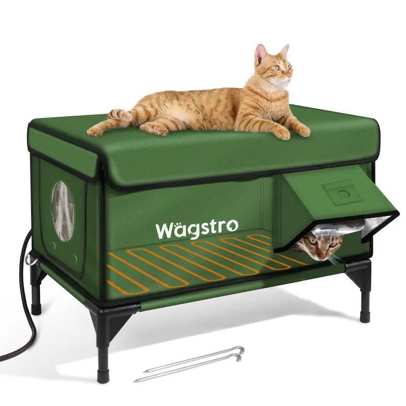 Clawsable Indestructible Heated Outdoor Cat House - 100% Waterproof, Fully Insulated Shelter with Safe Escape Door for Feral Cats and Kittens