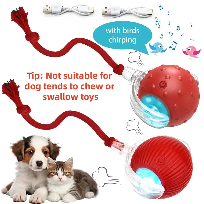 Interactive Cat Rug with USB Rechargeable Ball Toy - Motion-Activated, Light-Up, and Bird Chirping Features for Indoor Cat Exercise and Entertainment