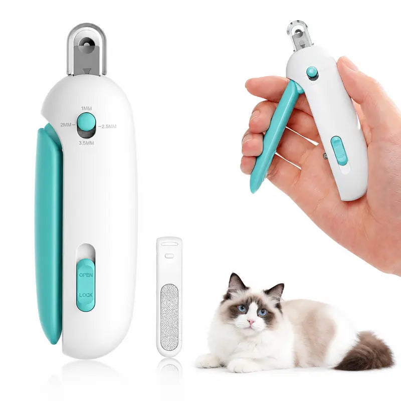 Cat Nail Clipper for Indoor Cats & Kittens - 4-Size Adjustable Holes, Hidden Nail File, Splash-Proof Design, Safe Clipping Pet Grooming Tool #Petlovers