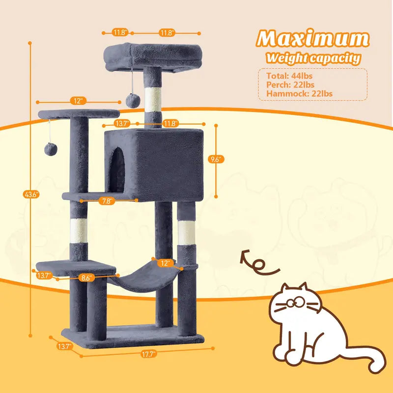 Sweetcrispy 54-Inch Vertical Cat Scratcher Shelf - Durable, Space-Efficient Pet Furniture with Anti-Tilt Base and Modern Memory Foam Nest for Play and Rest, Perfect for Fulfilling Natural Scratching Instincts, Ideal Gift for Cat Enthusiasts