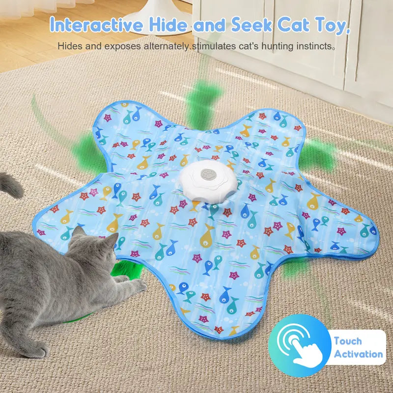 Interactive Rechargeable Feather Hunting Toy for Cats - Automatic Hide and Seek Game for Indoor Exercise and Boredom Relief