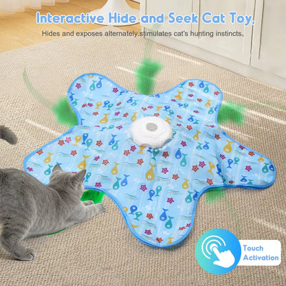 Interactive Rechargeable Feather Hunting Toy for Cats - Automatic Hide and Seek Game for Indoor Exercise and Boredom Relief