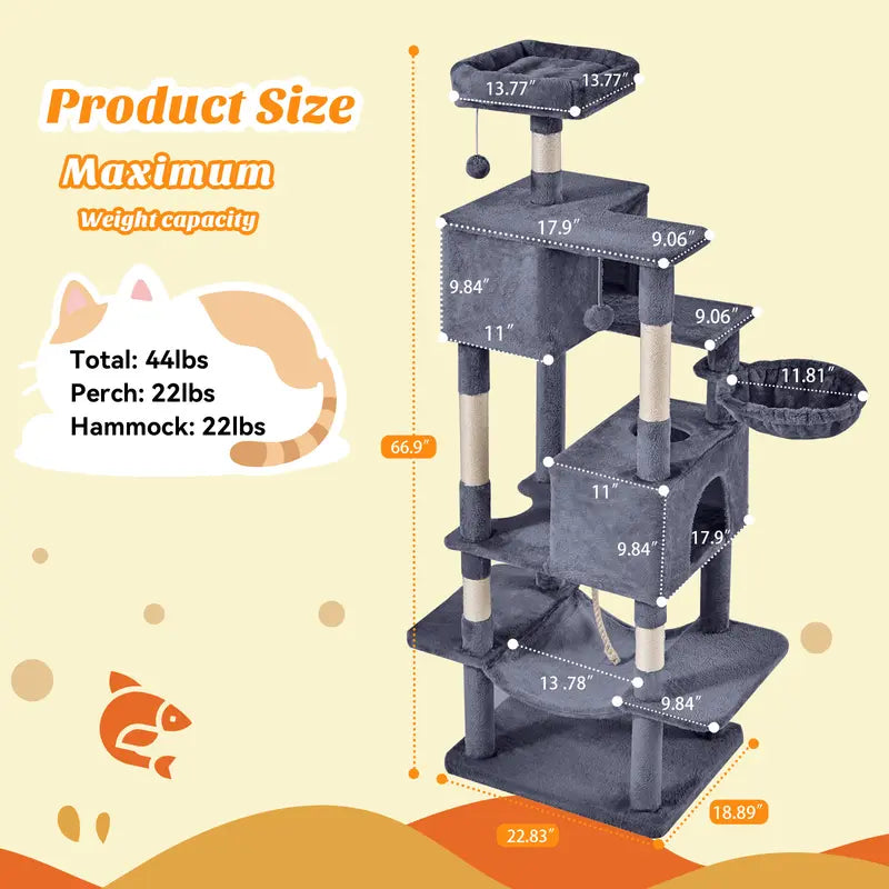 Sweetcrispy 54-Inch Vertical Cat Scratcher Shelf - Durable, Space-Efficient Pet Furniture with Anti-Tilt Base and Modern Memory Foam Nest for Play and Rest, Perfect for Fulfilling Natural Scratching Instincts, Ideal Gift for Cat Enthusiasts