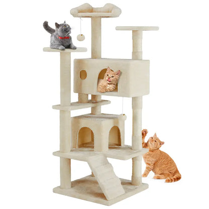 Sweetcrispy 54-Inch Vertical Cat Scratcher Shelf - Durable, Space-Efficient Pet Furniture with Anti-Tilt Base and Modern Memory Foam Nest for Play and Rest, Perfect for Fulfilling Natural Scratching Instincts, Ideal Gift for Cat Enthusiasts