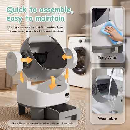 Next-Generation Automatic Self-Cleaning Cat Litter Box with Safety Sensors, 360° Protection, 8L Capacity, Supports Up to 24 lbs, User-Friendly Design for Seniors, Enhanced Odor Control, 10-Day Waste Drawer