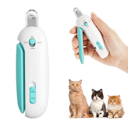 Potaroma Universal Cat Paw Trimmer with Adjustable Holes, Integrated Nail File, Anti-Splash Design, Lockable Storage, and Travel-Friendly Features (Blue)