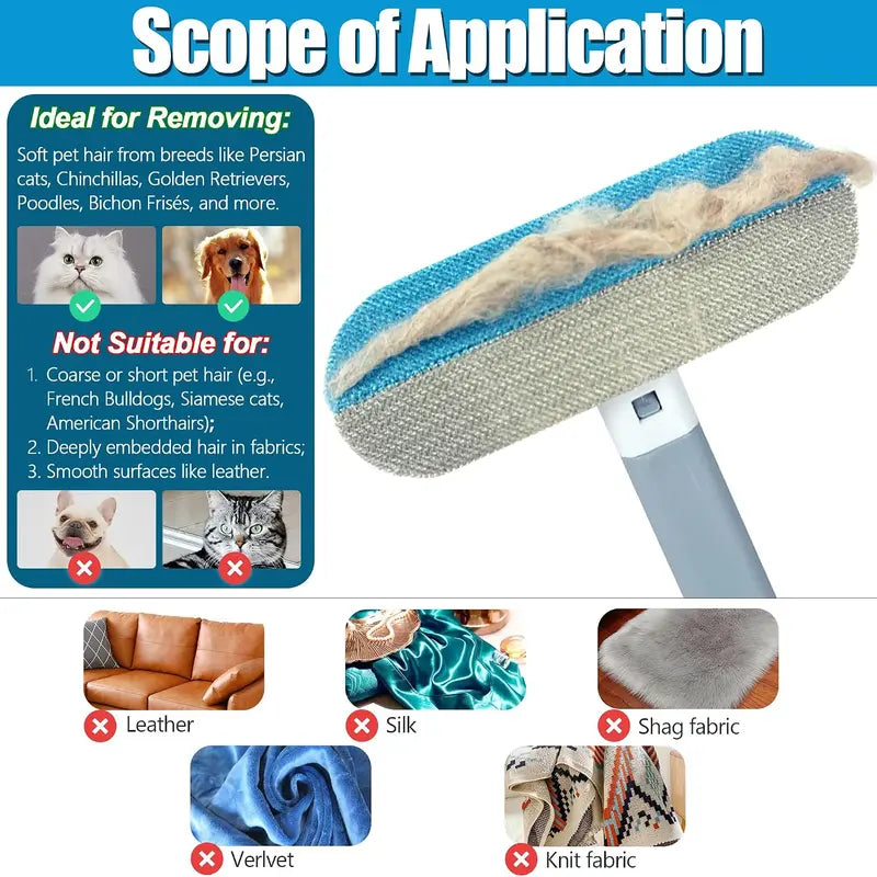 Reusable Pet Hair Remover for Couch, Carpet & Clothes – Extendable