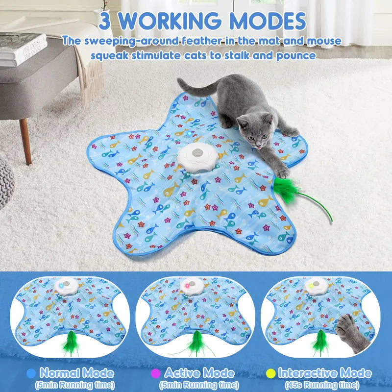 Interactive Rechargeable Feather Hunting Toy for Cats - Automatic Hide and Seek Game for Indoor Exercise and Boredom Relief